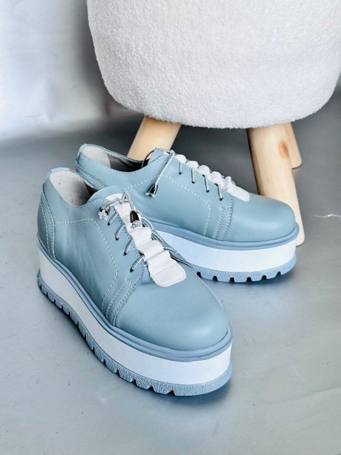 Pantofi piele naturala Elisabetha blue - imagine 4