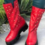 Ghete piele naturala Novara Red