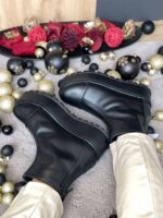 Ghete piele naturala Salla Black - imagine 3