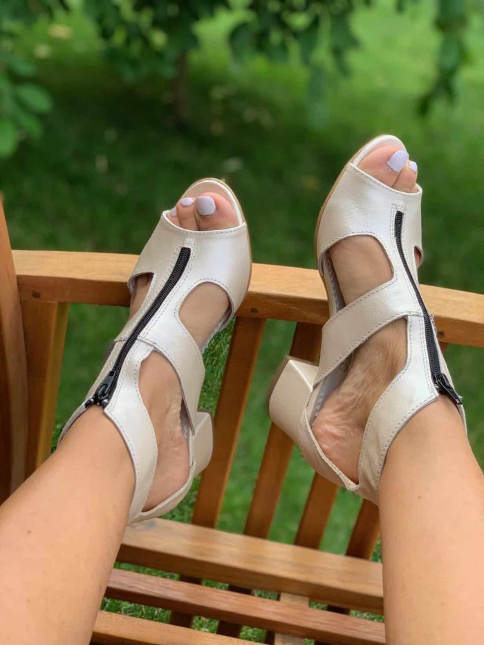 Sandale cu toc piele naturala Sindy - imagine 3