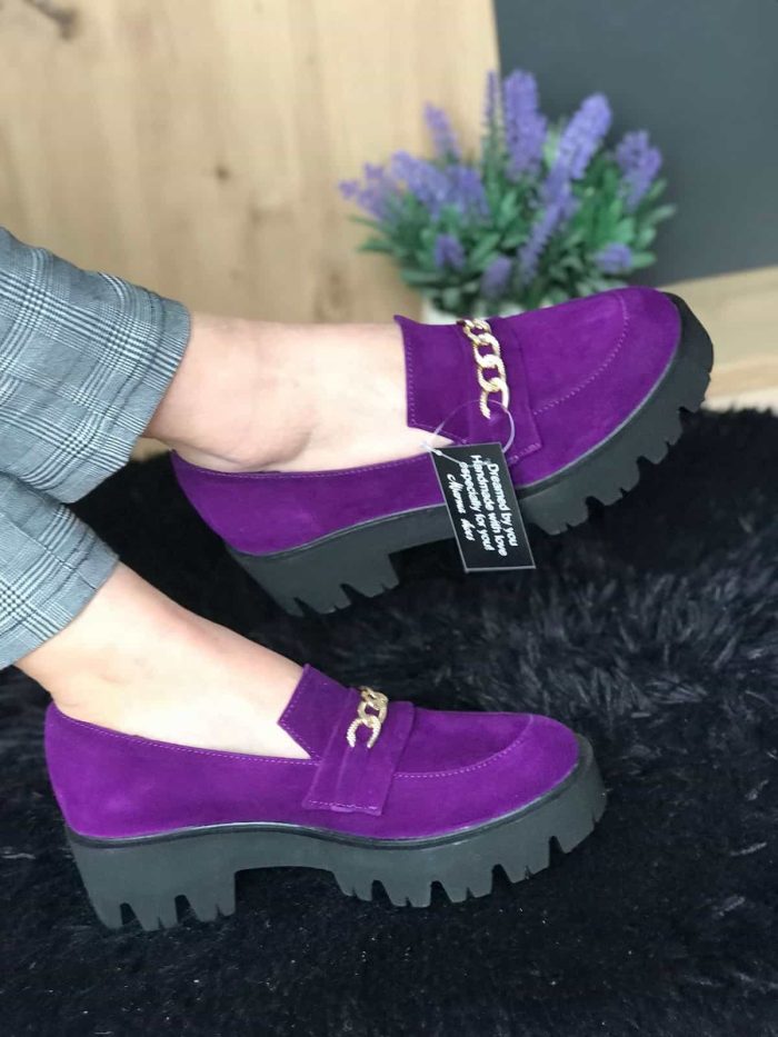 Pantofi piele naturala Kobi Purple - imagine 3