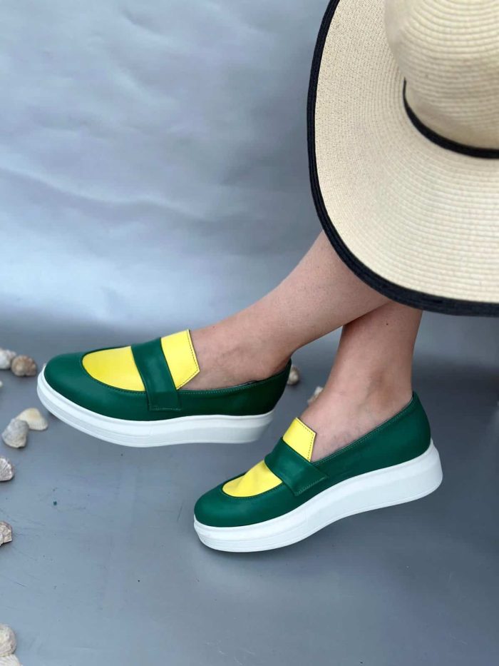 Balerini piele naturala Sora Green - imagine 2