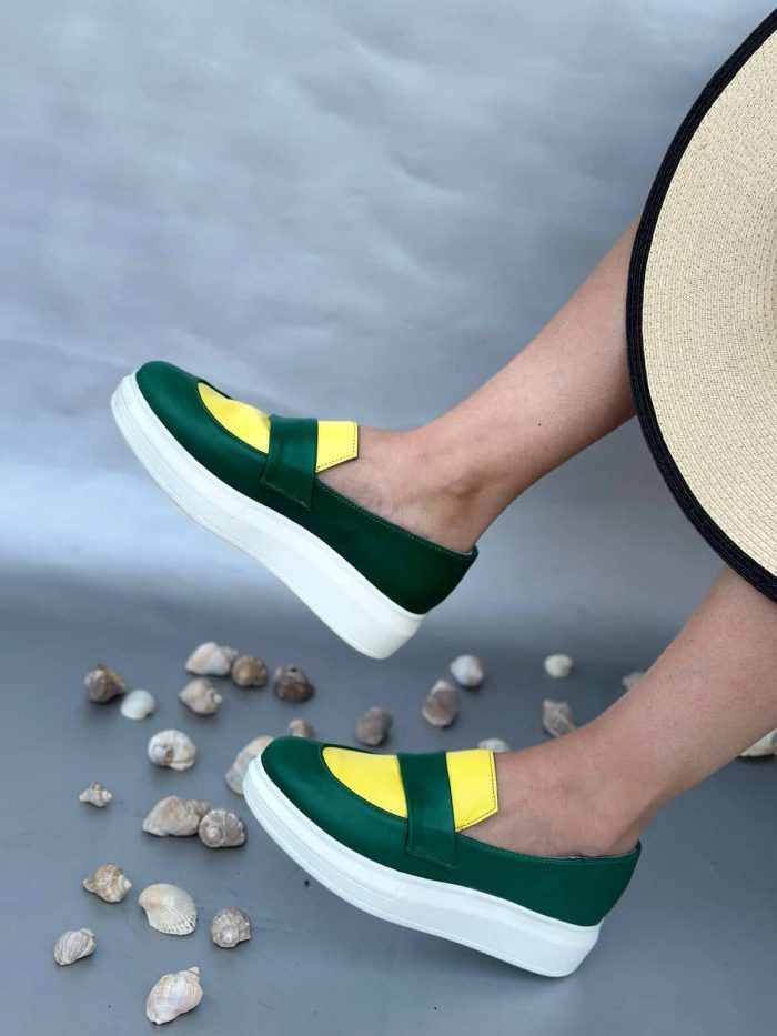 Balerini piele naturala Sora Green - imagine 3