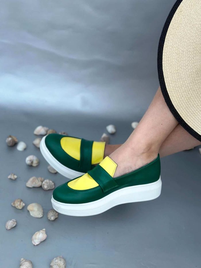 Balerini piele naturala Sora Green - imagine 4