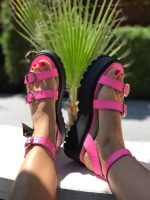 Sandale piele naturala Birma Pink - imagine 2