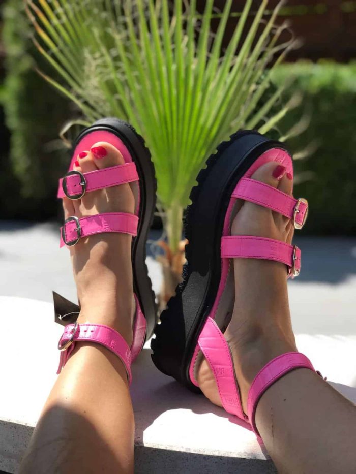 Sandale piele naturala Birma Pink - imagine 2