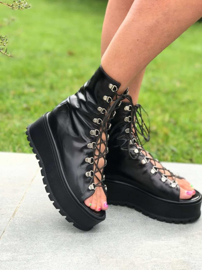 Ghete vara piele naturala Belussy Black - imagine 3