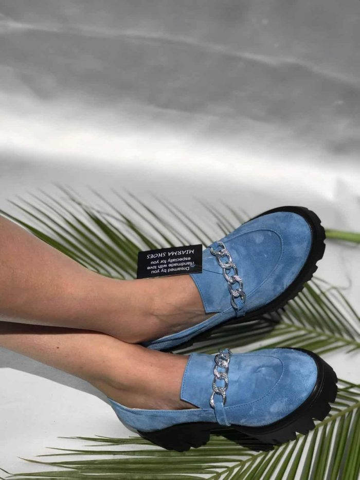 Pantofi piele naturala Kobi Blue - imagine 2