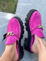 Saboti vara piele naturala Castenlla Ciclam