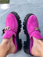 Saboti vara piele naturala Castenlla Ciclam - imagine 3