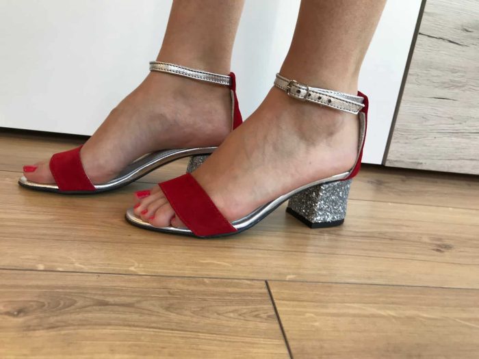 Sandale cu toc piele naturala Sinead - imagine 5