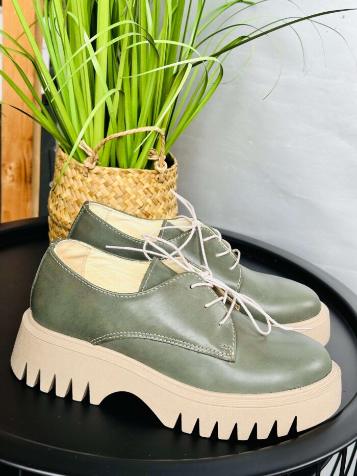 Pantofi piele naturala Primar Kaki - imagine 2