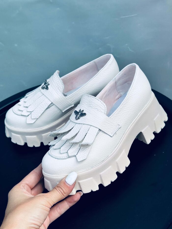 Pantofi piele naturala Motto Bej - imagine 3