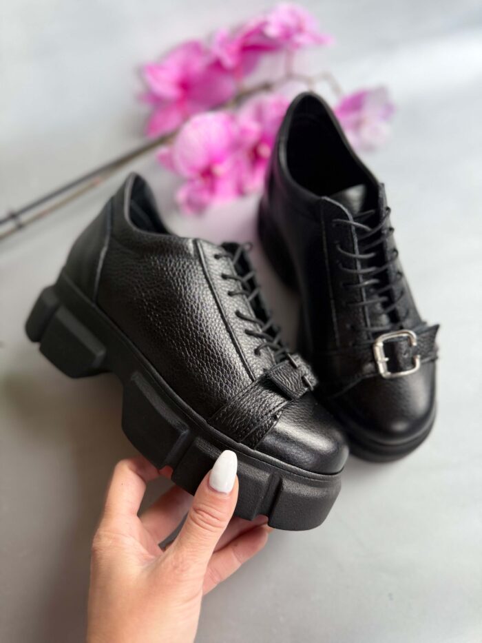 Pantofi piele naturala Simpli black - imagine 2