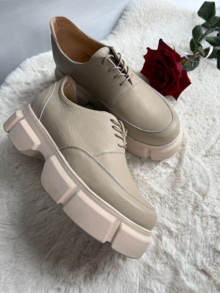 Pantofi piele naturala Latte - imagine 4