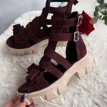 Sandale piele naturala Sandy bordo