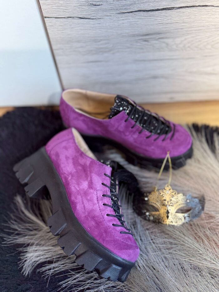 Pantofi piele naturala  Purply - imagine 2