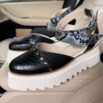 Pantofi damă piele naturală Noirea croco -sarpe