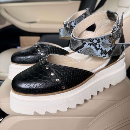 Pantofi damă piele naturală Noirea croco -sarpe
