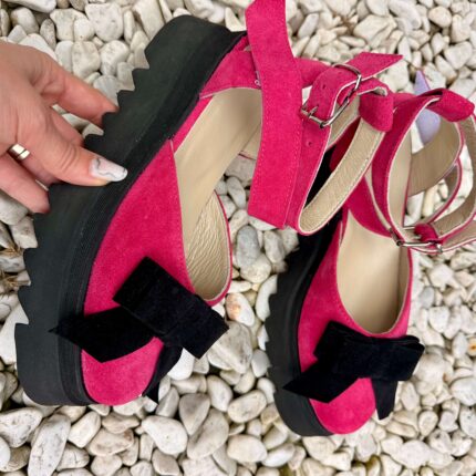Pantofi damă piele naturală Valera funda neagra