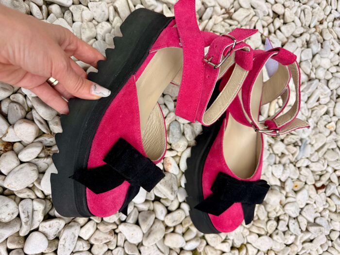 Pantofi damă piele naturală Valera funda neagra - imagine 4