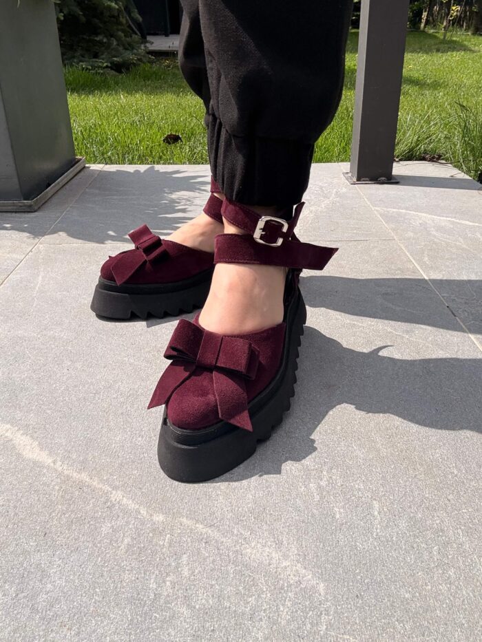Pantofi damă piele naturală Valera bordo - imagine 2
