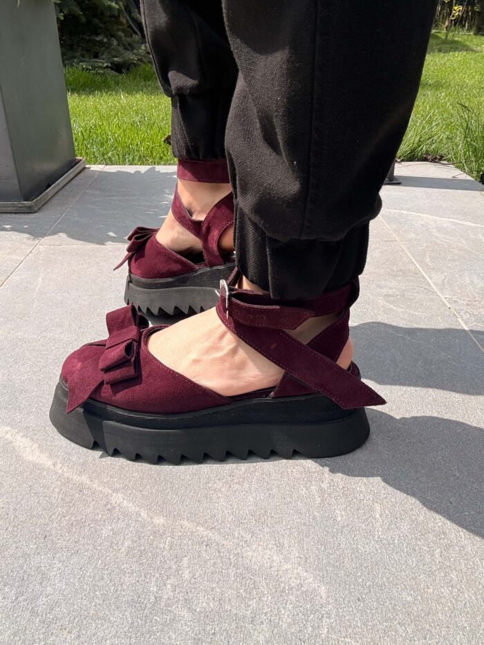 Pantofi damă piele naturală Valera bordo - imagine 3