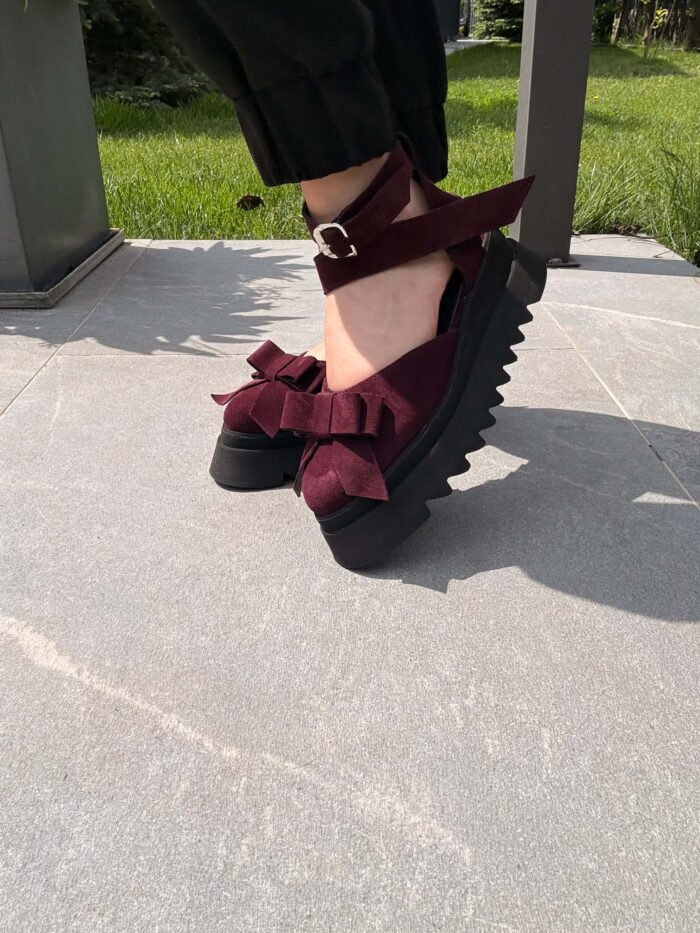 Pantofi damă piele naturală Valera bordo - imagine 4