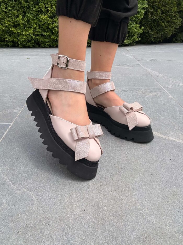 Pantofi damă piele naturală Valera roz pal - imagine 2