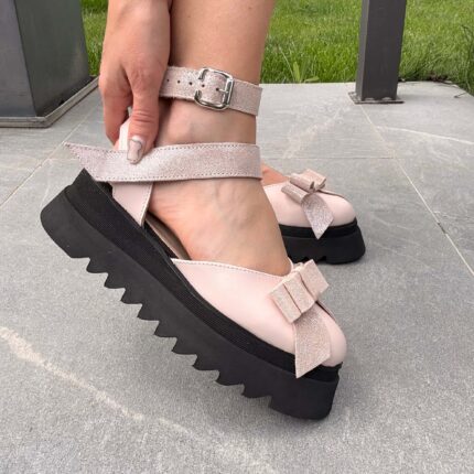 Pantofi damă piele naturală Valera roz pal