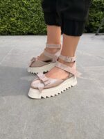 Pantofi damă piele naturală Valera roz argintat - imagine 5