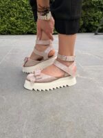 Pantofi damă piele naturală Valera roz argintat - imagine 4