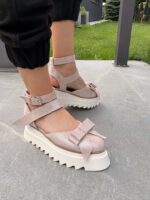 Pantofi damă piele naturală Valera roz argintat