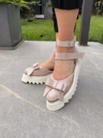 Pantofi damă piele naturală Valera roz argintat - imagine 6