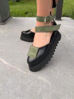 Pantofi damă piele naturală Seraphine negru cu kaki - imagine 6