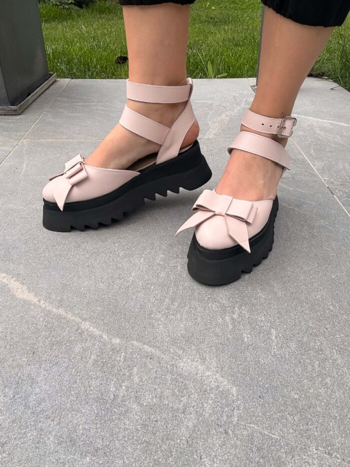 Pantofi damă piele naturală Valera roz neted - imagine 6
