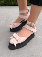 Pantofi damă piele naturală Valera roz neted