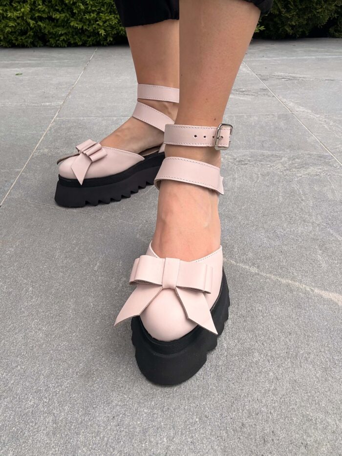 Pantofi damă piele naturală Valera roz neted - imagine 2