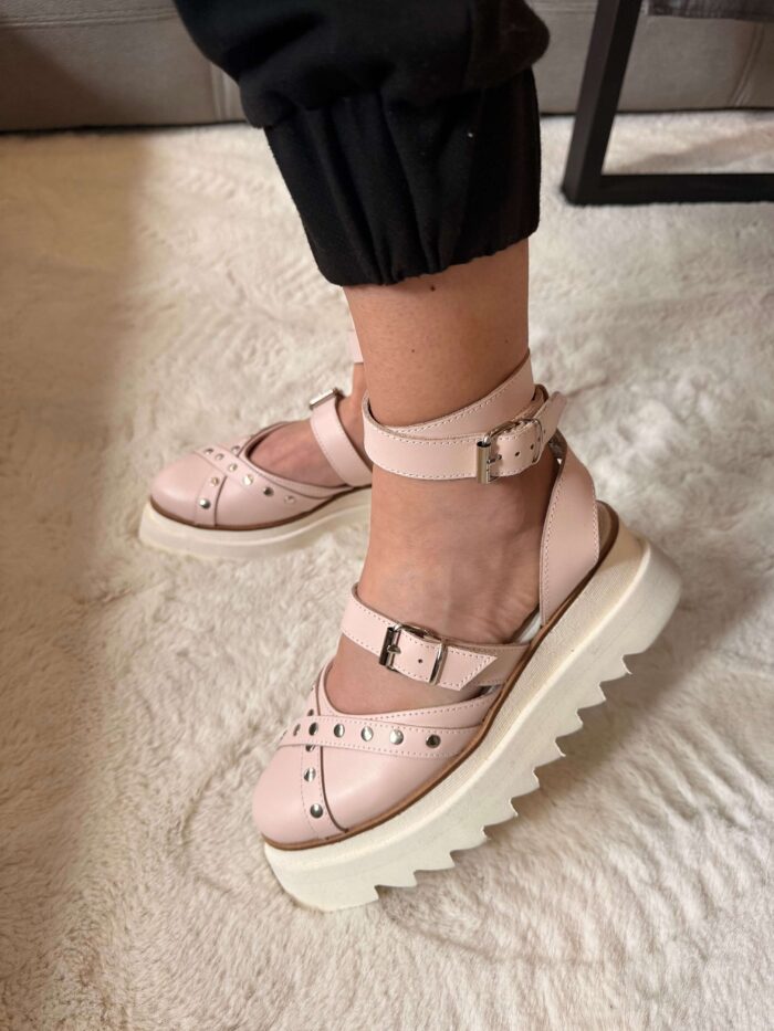 Pantofi damă piele naturală Stravon roz pal - imagine 3