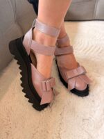 Pantofi damă piele naturală Valera roz somon sidefat