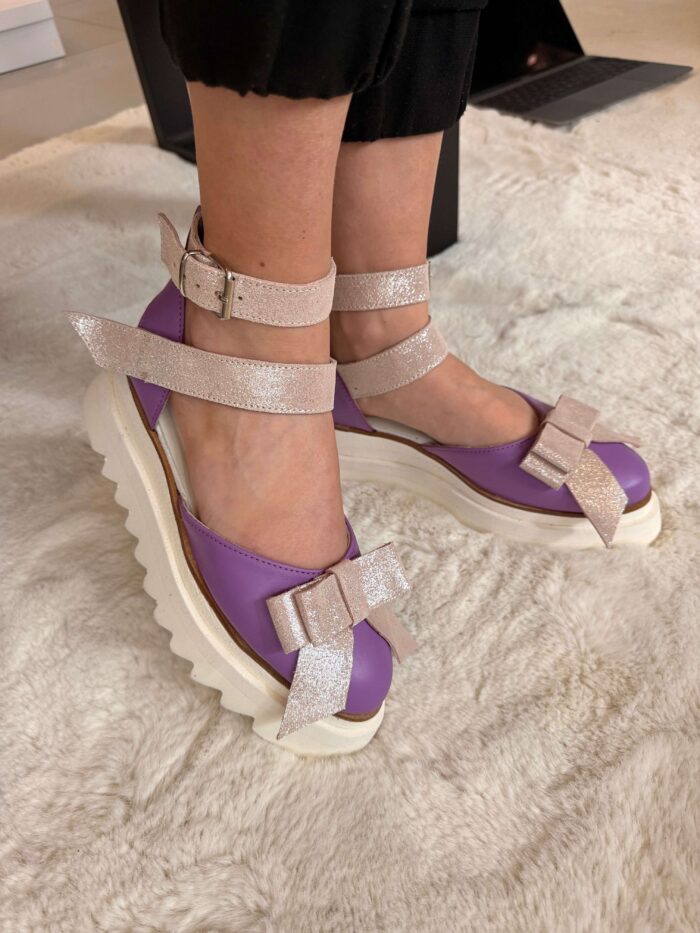 Pantofi damă piele naturală Valera mov - imagine 4