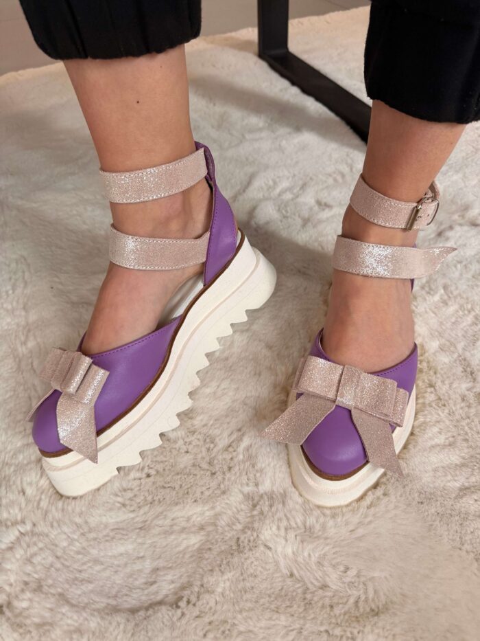 Pantofi damă piele naturală Valera mov - imagine 3