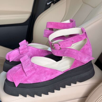 Pantofi damă piele naturală Valera mov velur