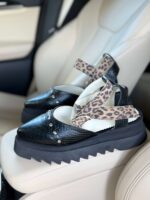 Pantofi damă piele naturală Noirea croco-print