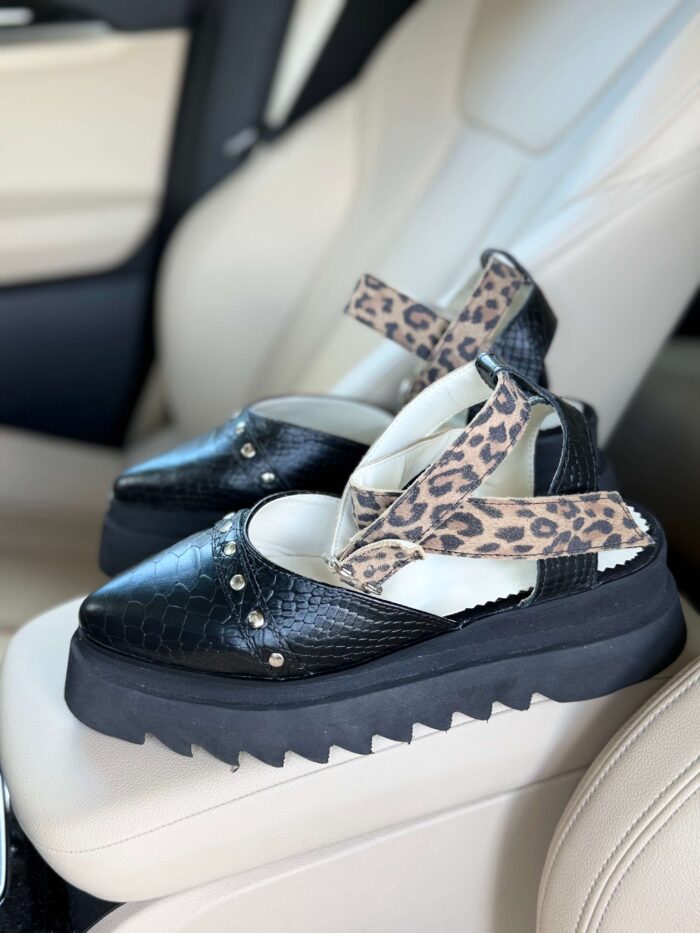 Pantofi damă piele naturală Noirea croco-print - imagine 5