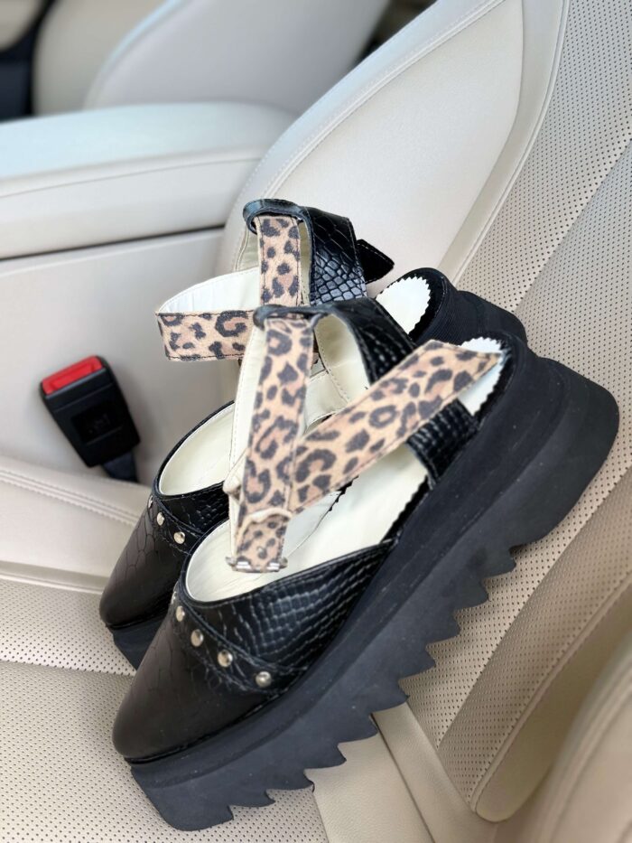 Pantofi damă piele naturală Noirea croco-print - imagine 6