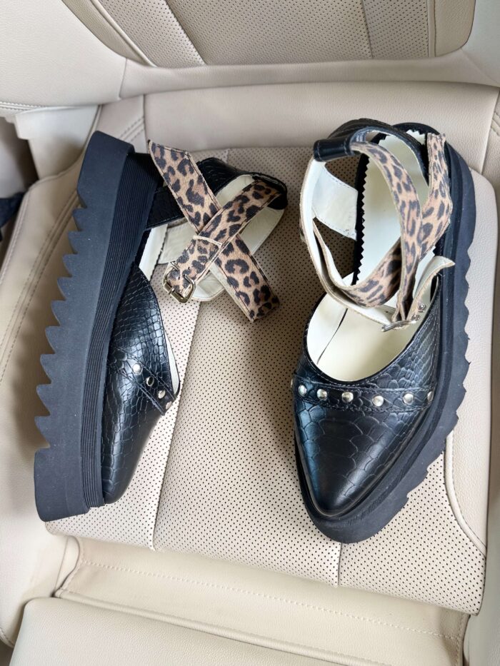 Pantofi damă piele naturală Noirea croco-print - imagine 4