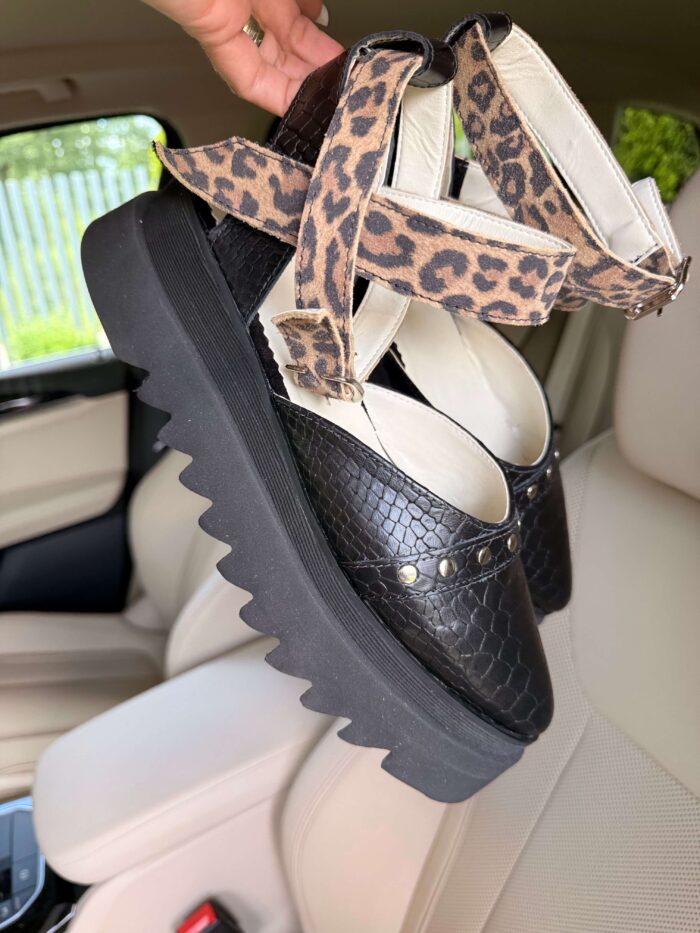 Pantofi damă piele naturală Noirea croco-print - imagine 3