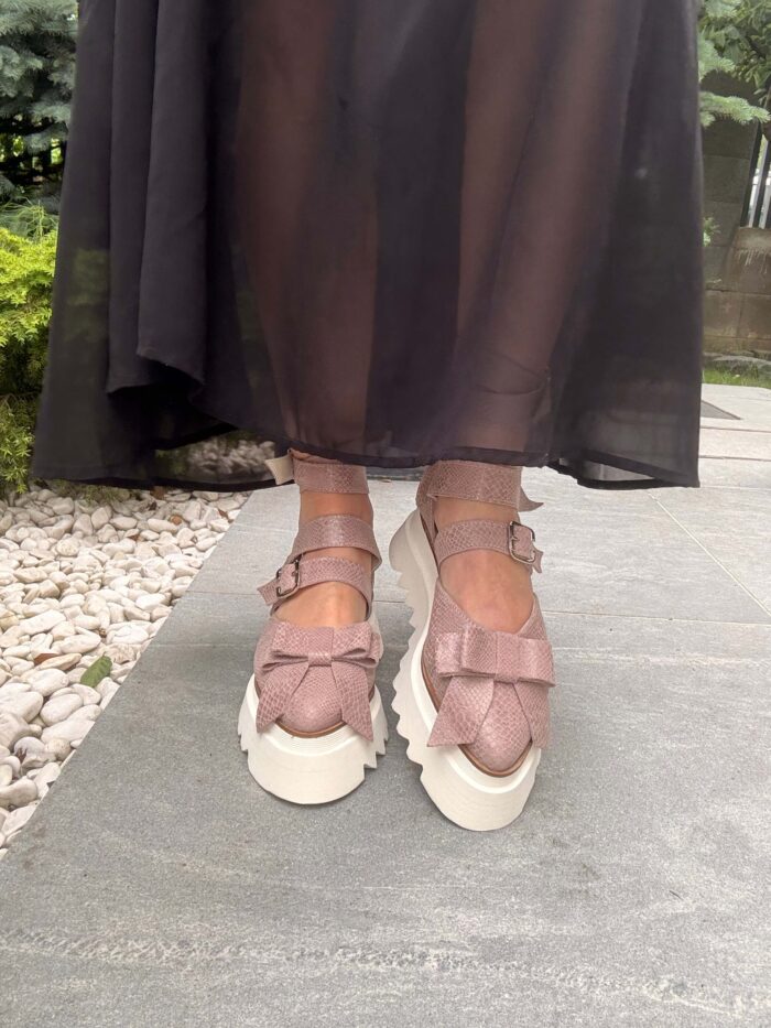 Pantofi damă piele naturală Imperial sarpe somon - imagine 3