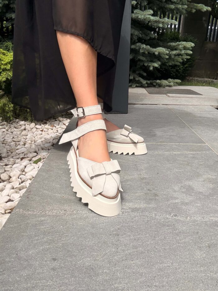 Pantofi damă piele naturală Valera alb murdar - imagine 4